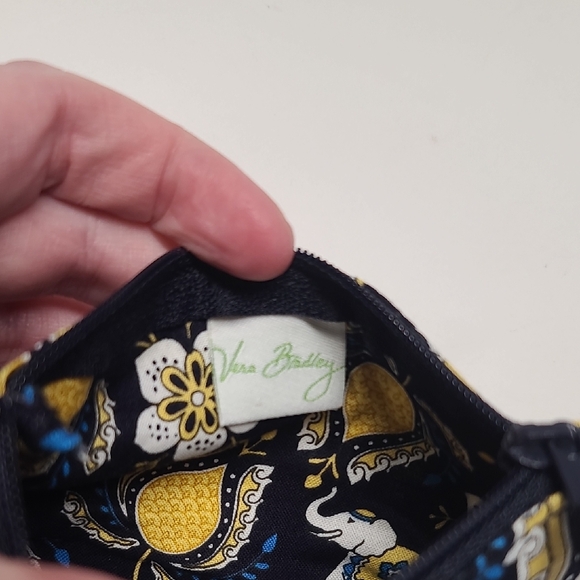 Vera Bradley Ellie Navy and Yellow Floral Zip ID/Keychain Pouch - Picture 7 of 7